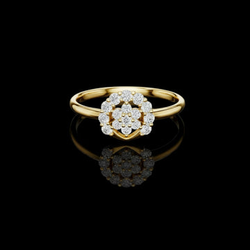 Round Lab Grown Diamond Floral Halo Cluster Ring
