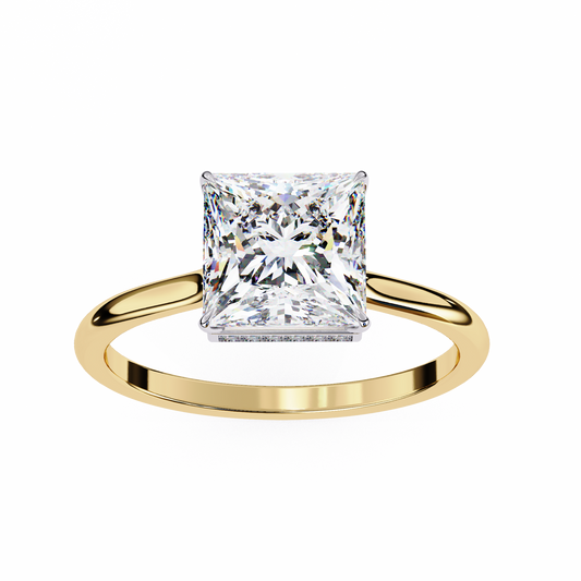 Princess Cut Lab Diamond Engagement Ring With Four Prong