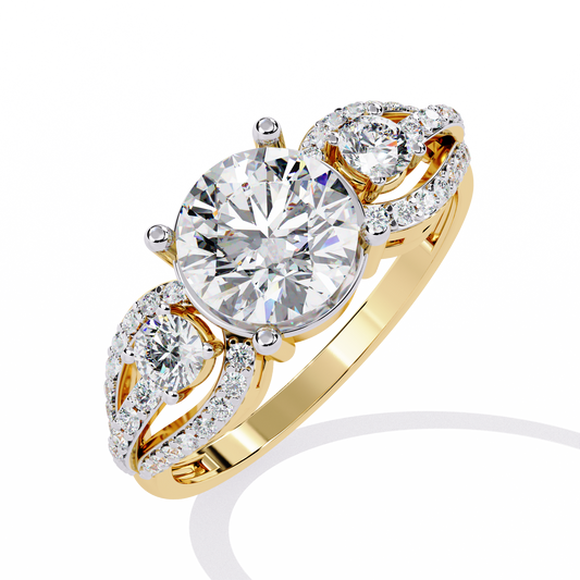 Trilogy Round Moissanite Diamond Twist Pave Band Anniversary Ring