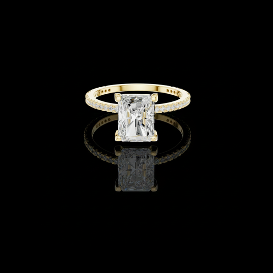 2.00 CT Elegant Radiant Cut Lab Grown Diamond with Hidden Halo & Pave Band Engagement Ring For Her