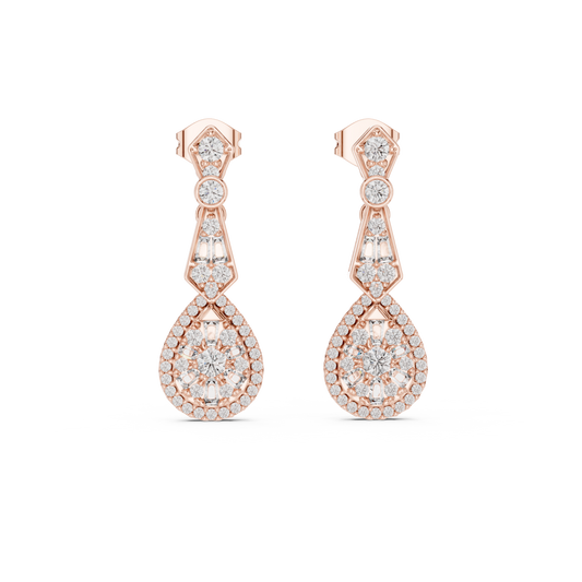 Pure Opulence Round Moissanite Diamond Halo Drop Earrings Premium Fine Jewelry
