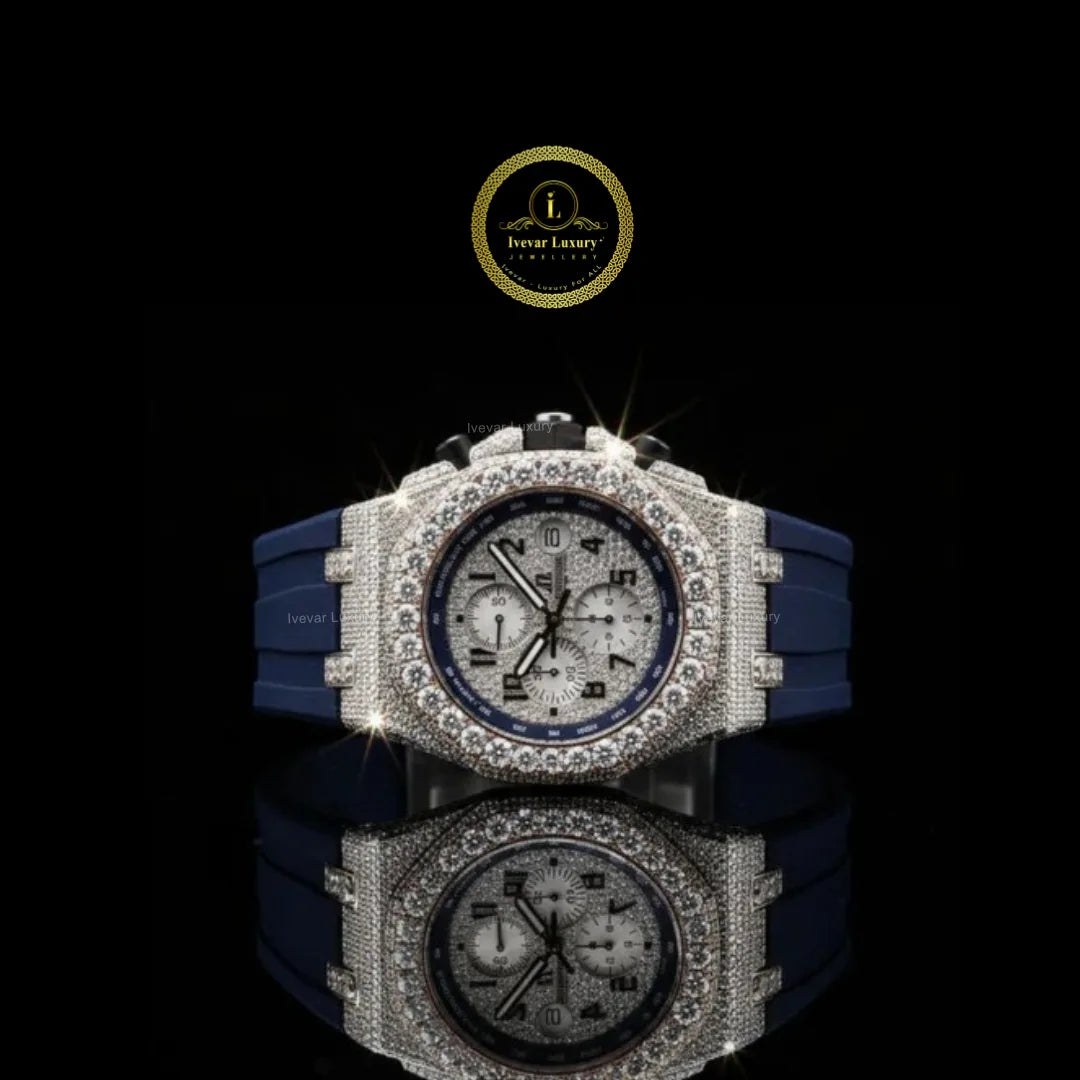 Brilliant Iced Out Watch Men’s Luxury with Rubber Strap