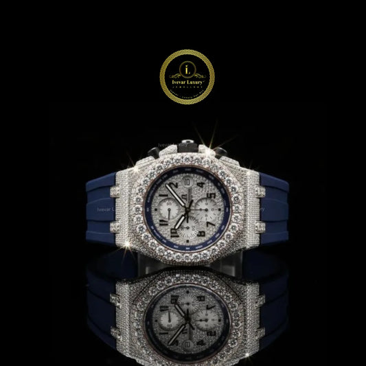 Brilliant Iced Out Watch Men’s Luxury with Rubber Strap