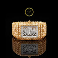 Imperial Majesty Full Gold Diamond Luxury Watch with Asscher and Baguette Cut Stones