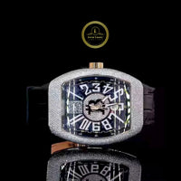 Skeleton Watch with Oversized Arabic Dial With Leather Strap