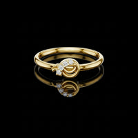Round Cut Moissanite Diamond Knot Gold Promise Ring for Women