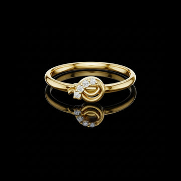 Round Cut Moissanite Diamond Knot Gold Promise Ring for Women