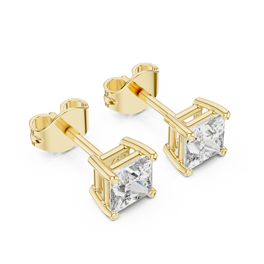 Signature Princess Cut Lab Diamond Stud Earrings Premium Square Design