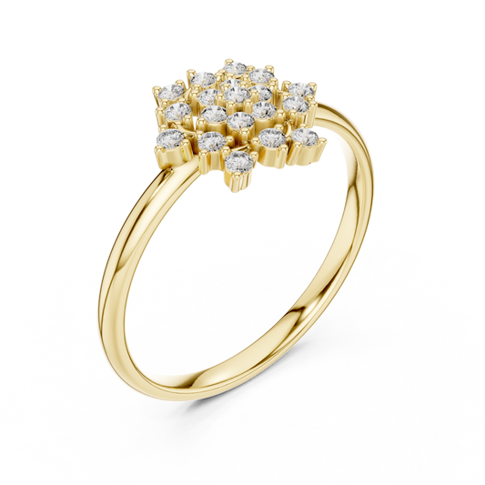 Snowflake Floral Cluster Round Cut Moissanite Diamond Wedding Ring