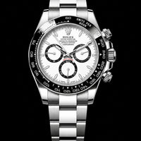 White Panda Chronograph Stainless Steel Ceramic Bezel Luxury Watch