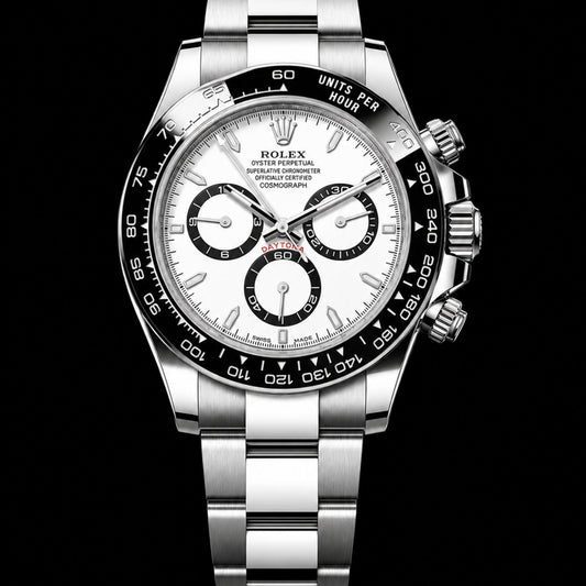 White Panda Chronograph Stainless Steel Ceramic Bezel Luxury Watch