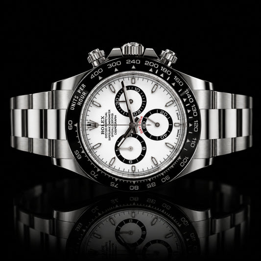 White Panda Chronograph Stainless Steel Ceramic Bezel Luxury Watch