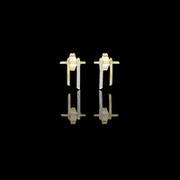 Dual Bar Round Moissanite Diamond Pavé Drop Stud Earrings with Linear Design