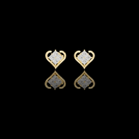 Crown Collection Heart Shaped Princess Moissanite Diamond Stud Earrings