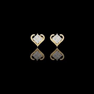 Crown Collection Heart Shaped Princess Moissanite Diamond Stud Earrings
