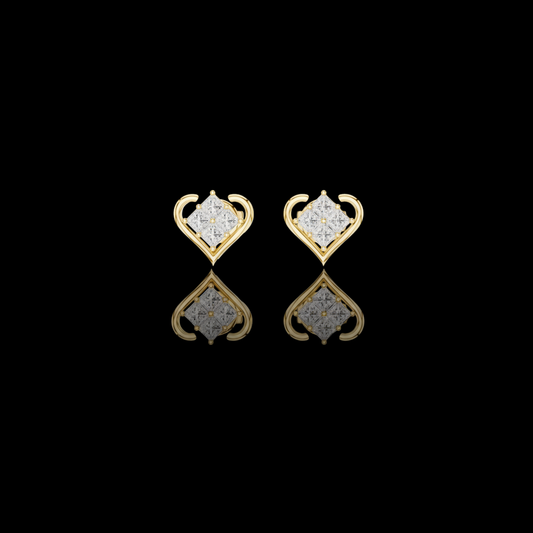 Crown Collection Heart Shaped Princess Lab Diamond Stud Earrings