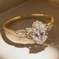 Oval Moissanite Wedding Bridal Ring With Round Side Stone