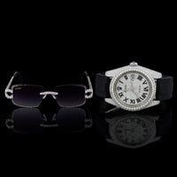 Royale Collection Full Pavé Luxury Timepiece And Signature Moissanite Diamond Eyewear Set