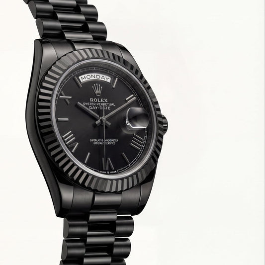 Black Dial Day-Date Automatic Stainless Steel Bracelet Watch