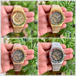 Luxury Rainbow Bezel Skeleton Watches in Gold & Silver Sets