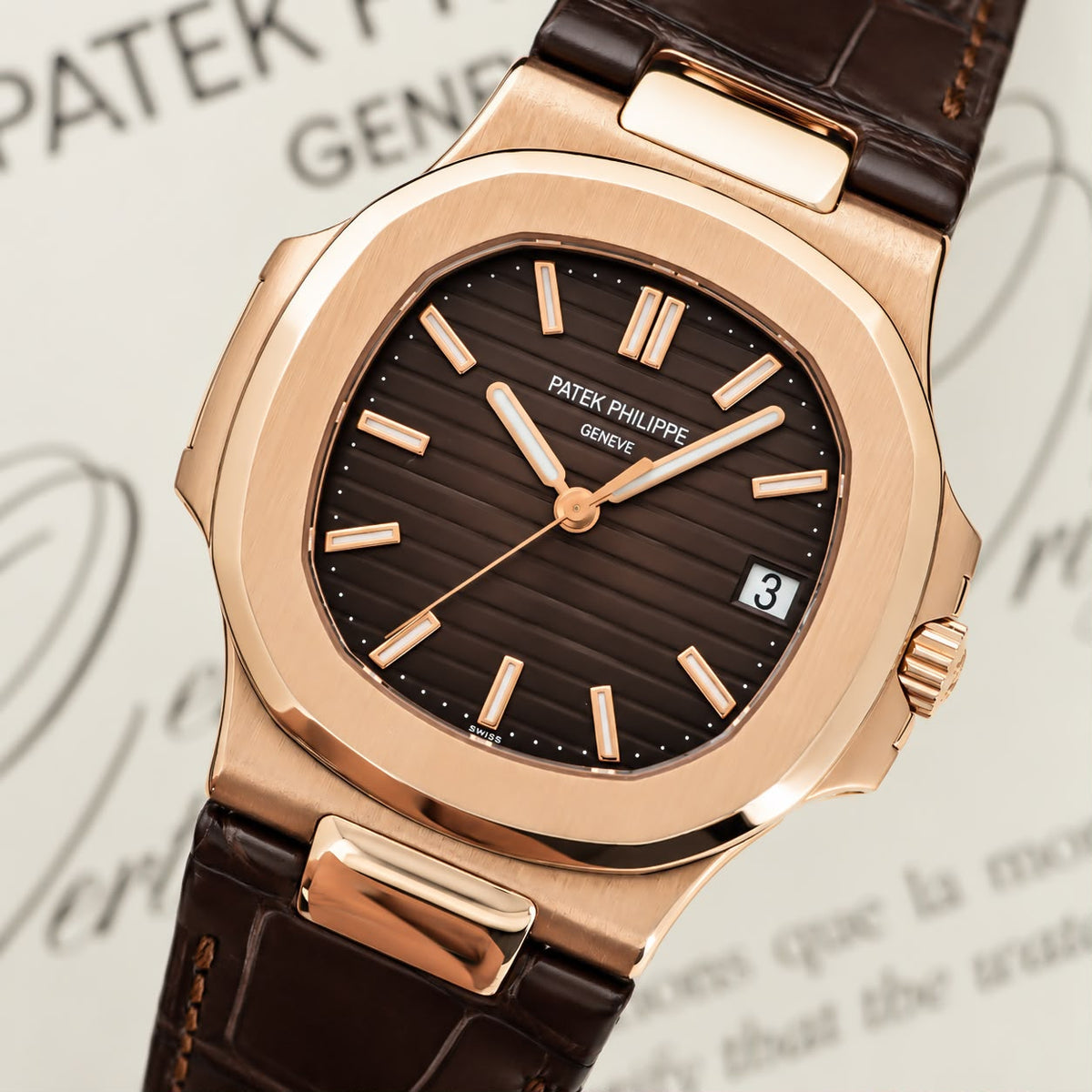 Luxury Rose Gold Watch with Brown Leather Strap Elegant Design