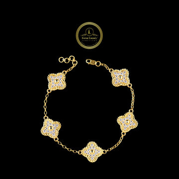 Round Cut Lab Grown Diamond Clover Chain Bracelet