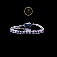 Blue Sapphire Round Cut Moissanite Diamond Tennis Bracelet