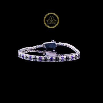 Blue Sapphire Round Cut Moissanite Diamond Tennis Bracelet