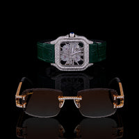 Collection Moissanite Diamond Luxury Open Work Timepiece And Signature Designer Eyewear Set