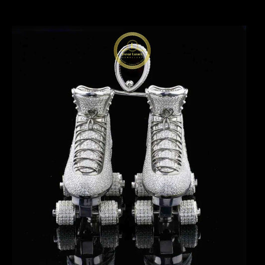 Iced-Out Custom Lab Diamond Roller Skates Hip Hop Pendant Charm