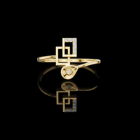 Geometric Drop Shape Ring in Brilliant Moissanite Diamonds
