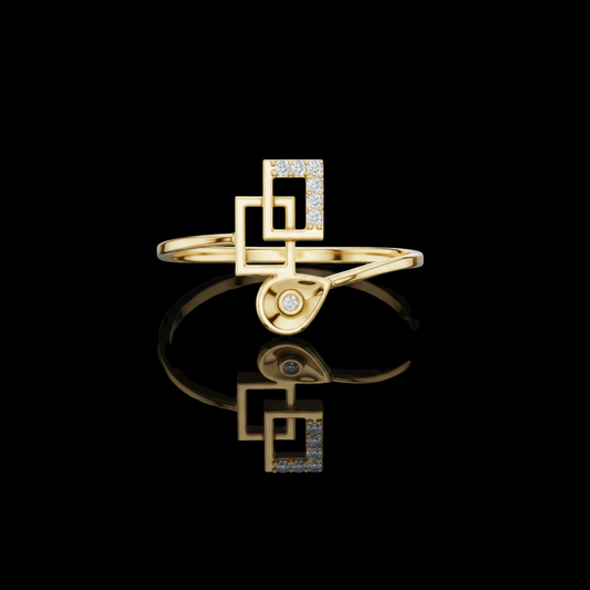 0.024 TCW Artistic Geometric Drop-Shape Ring in Featuring Brilliant Moissanite Diamonds