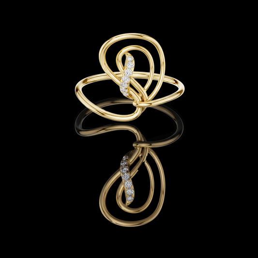 0.036 TCW Twist Harmony Ring and Pavé-Set Lab Grown Round Diamond Accent Line