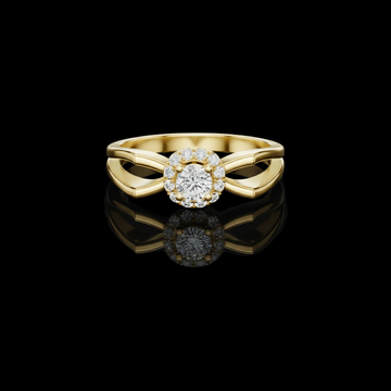 0.14 CT Radiant Harmony Halo Moissanite Diamond Ring with Round Center & Sculpted Design