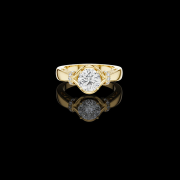 1.00 CT Artfully Crafted Ring with a Round Brilliant Moissanite Diamond and Subtle Accent
