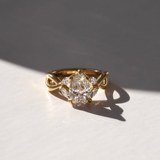 Pear Cut Cluster Lab Grown Ring with Open Infinity Band