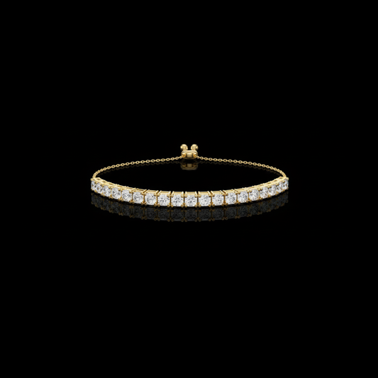 5.94 TCW Elegant Gold Round Brilliant Moissanite Diamond Adjustable Slider Tennis Bracelet