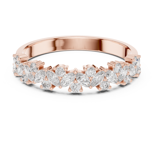 Marquise and Round Lab Grown Diamond Wedding Band