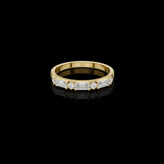 Baguette and Round Lab Grown Diamond Wedding Band