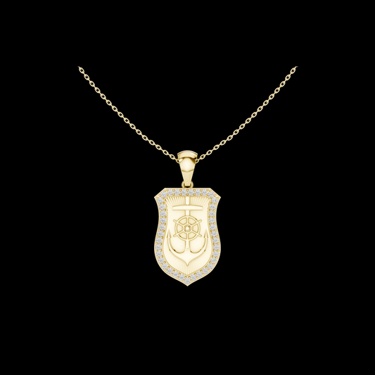 Dainty Geometric Shield Jewelry Pendant with Moissanite