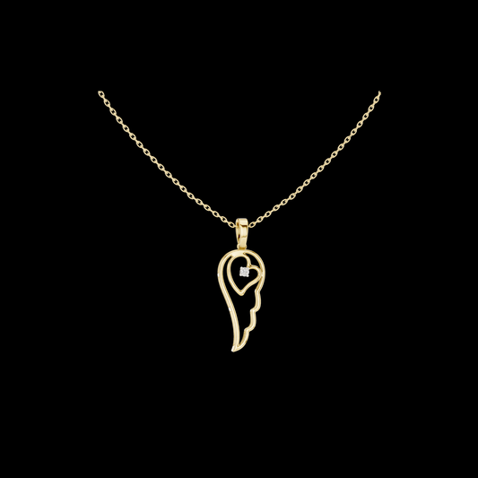 0.045 TCW Beautiful Angel Wing with Heart Shape and Brilliant Lab Grown Diamond Accent pendant Luxury Jewelry