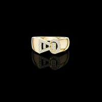Geometric Circle with Triangle Pave Diamond Lab Grown Ring