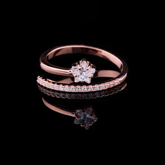 Floral Bypass Pave Solitaire Moissanite Engagement Ring