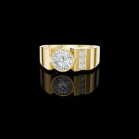 Round Cut Bezel Lab Grown Diamond Signet Ring