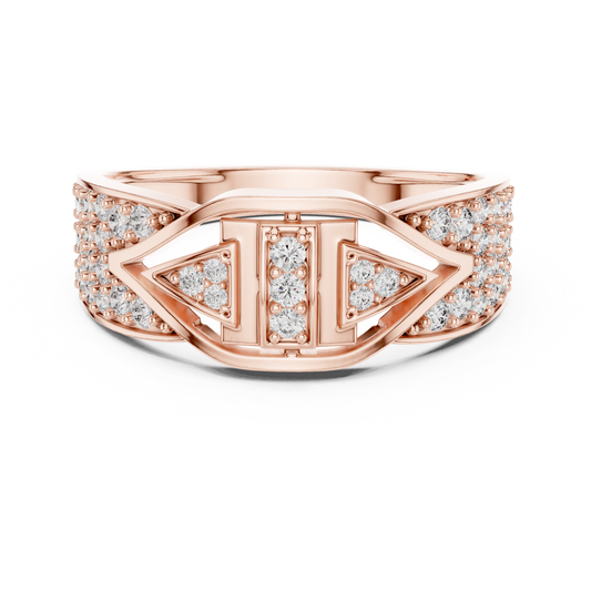 Round Cut Lab Grown Diamond Men's Geometric Geometric Arrowhead Statement Band