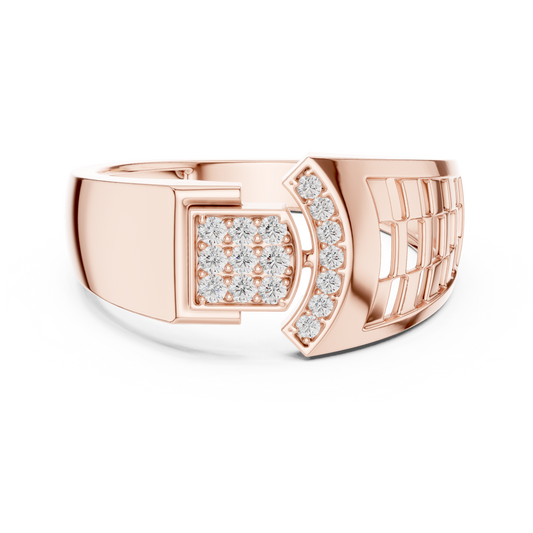 Round Cut Moissanite Diamond Men's Square Cluster & Curved Arc Ring