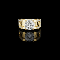 Round Cut Lab Grown Diamond Pavé Statement Engagement Ring