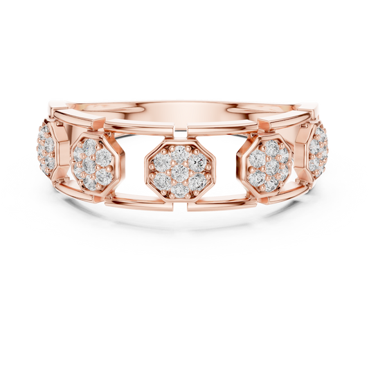 Round Cut Moissanite Diamond Openwork Band Ring