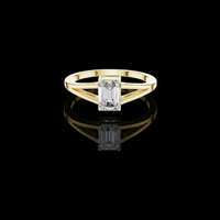 Emerald Cut Lab Grown Diamond Split Shank Solitaire Ring