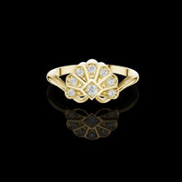 Art Deco Fan Lab Grown Diamond Ring with Bezel Set Round Diamonds